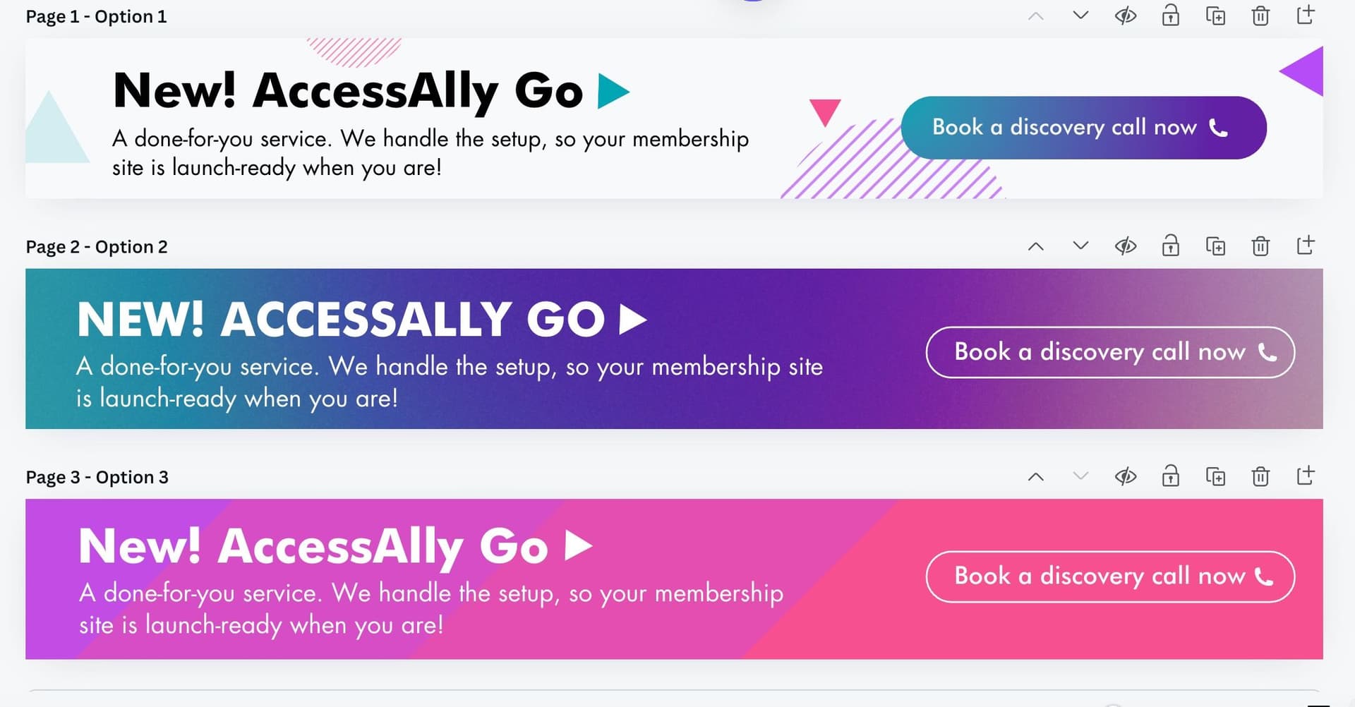 AccessAlly Go banner designs