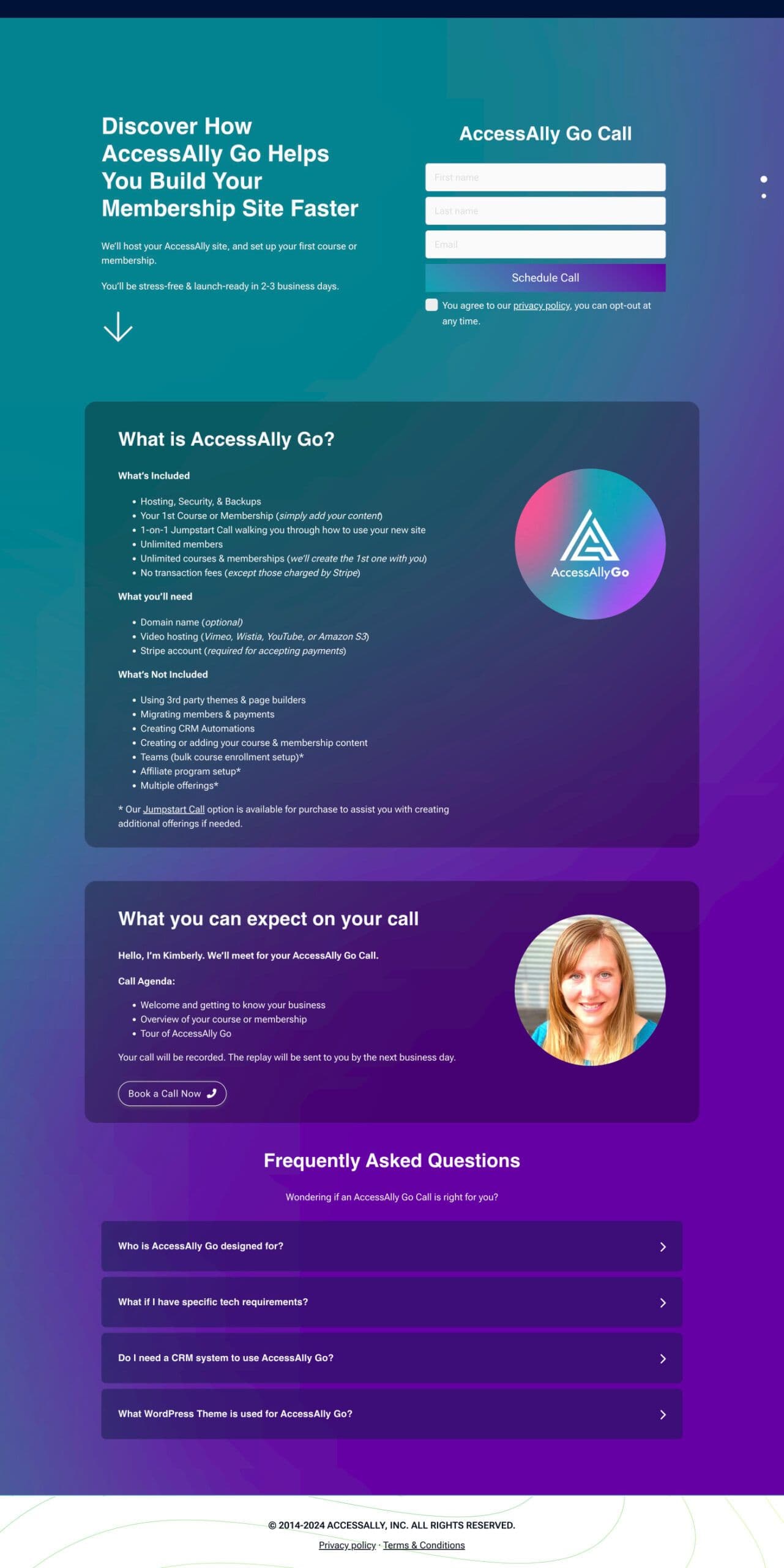 AccessAlly Go landing page design
