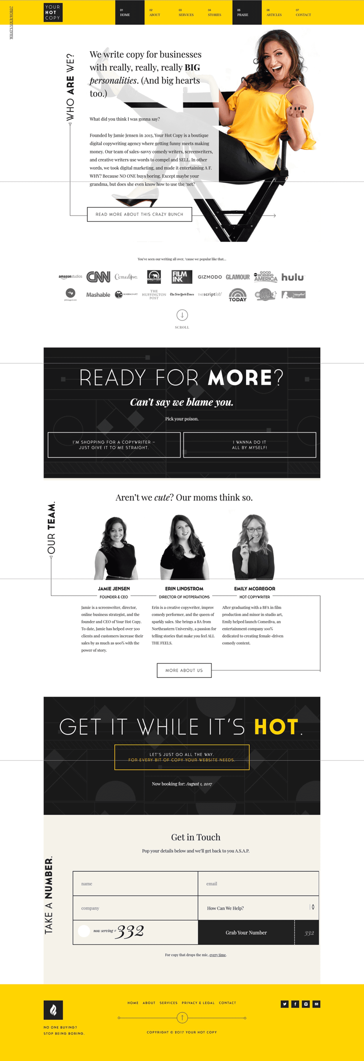 Final website showing bold brand identity and clear service positioning