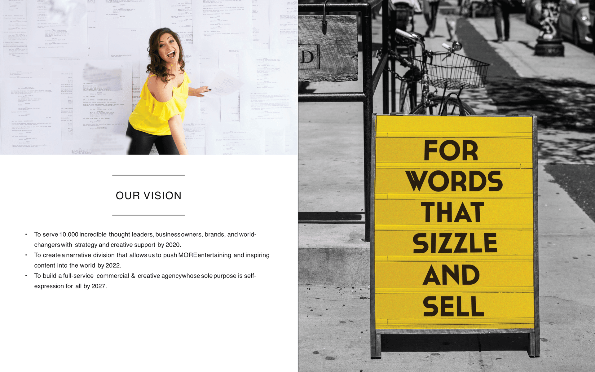 Brand vision board showing editorial inspiration, bold typography, and confident color palette