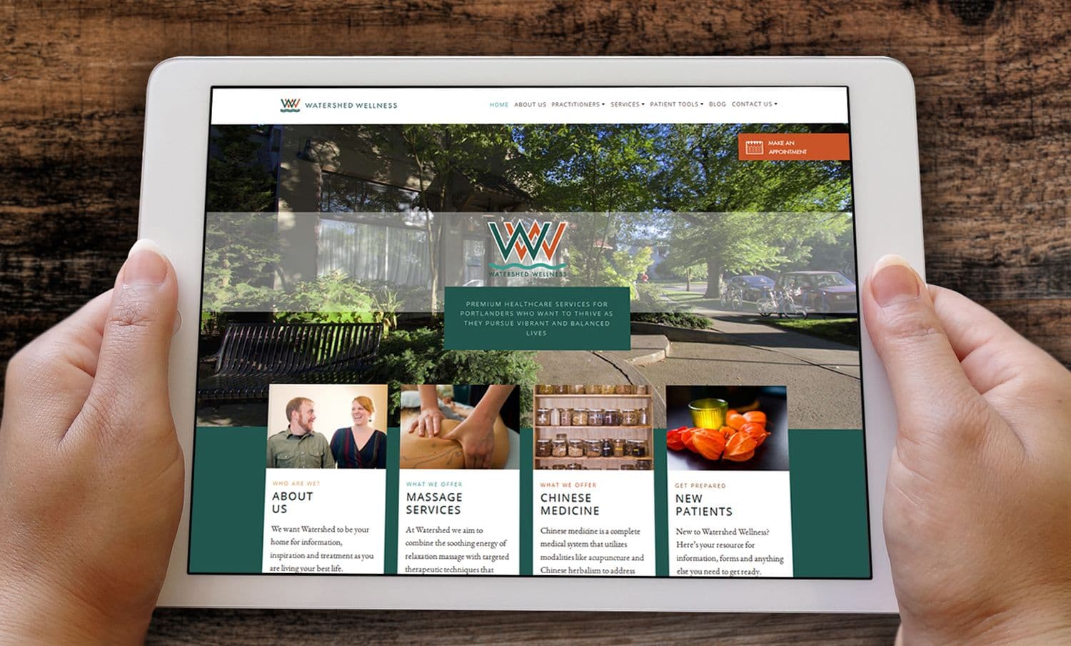 website on tablet